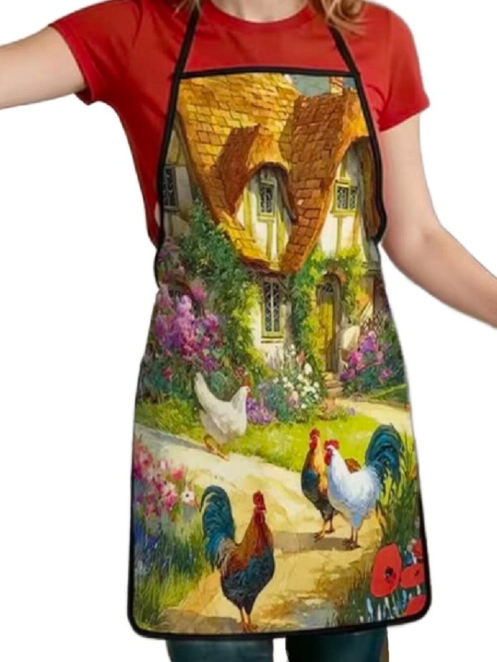 Adult Chicken Cottage APRON Kitchen Adjustable Unisex BBQ Baking Crafting NWT